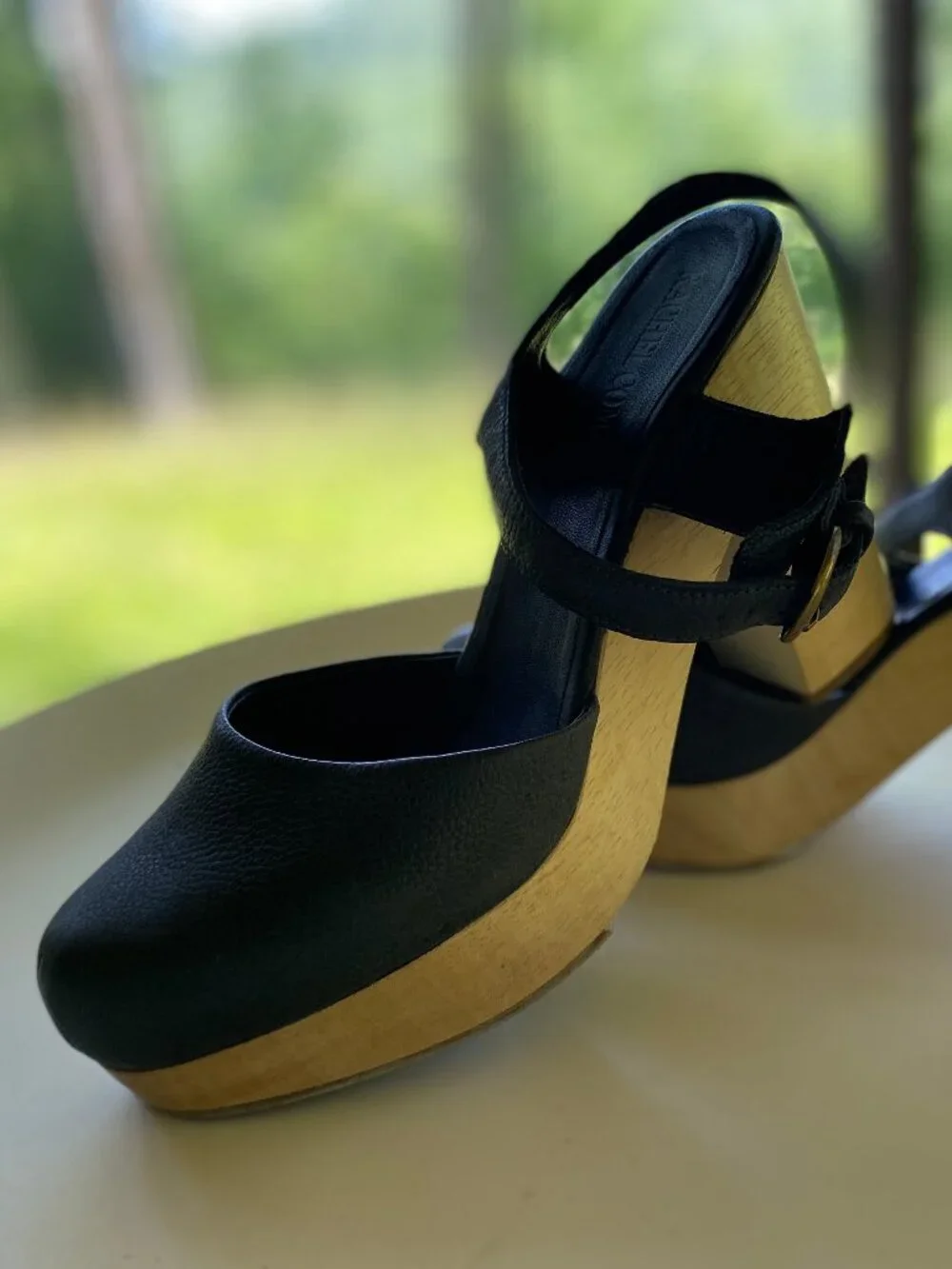 Worn Once Rachel Comey Black Leather Dekalb Clog Platform Shoes - Size 6.5